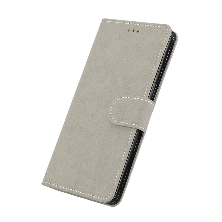 Matte Surface PU Leather 3 Card Slots Wallet Stand Phone Accessory Casing for Nokia 8 - Grey-6