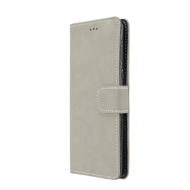 Matte Surface PU Leather 3 Card Slots Wallet Stand Phone Accessory Casing for Nokia 8 - Grey-7