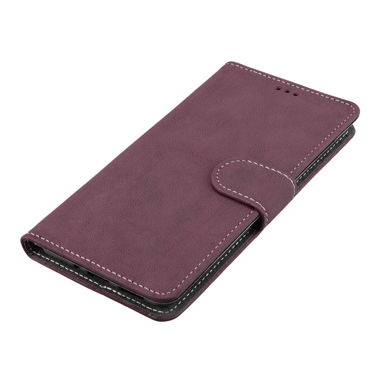 Matte Surface PU Leather 3 Card Slots Wallet Stand Phone Accessory Cover for Nokia 8 - Wine Red-11