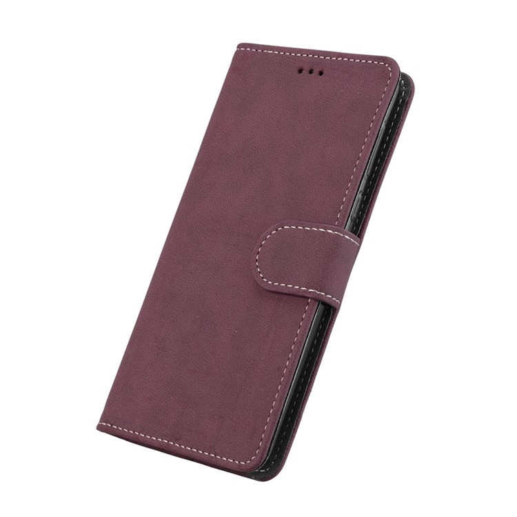 Matte Surface PU Leather 3 Card Slots Wallet Stand Phone Accessory Cover for Nokia 8 - Wine Red-6