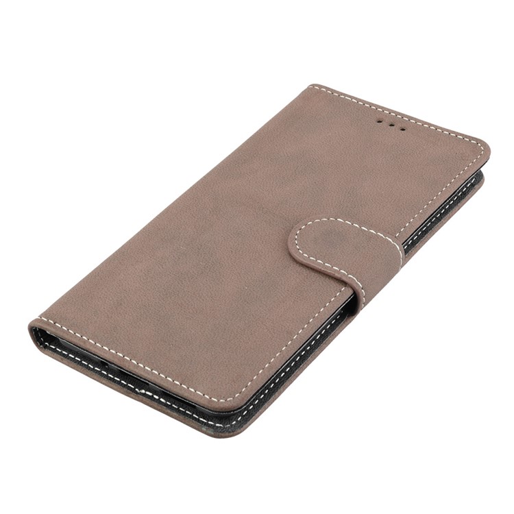 Matte Surface PU Leather 3 Card Slots Wallet Stand Phone Accessory Shell for Nokia 8 - Khaki-11