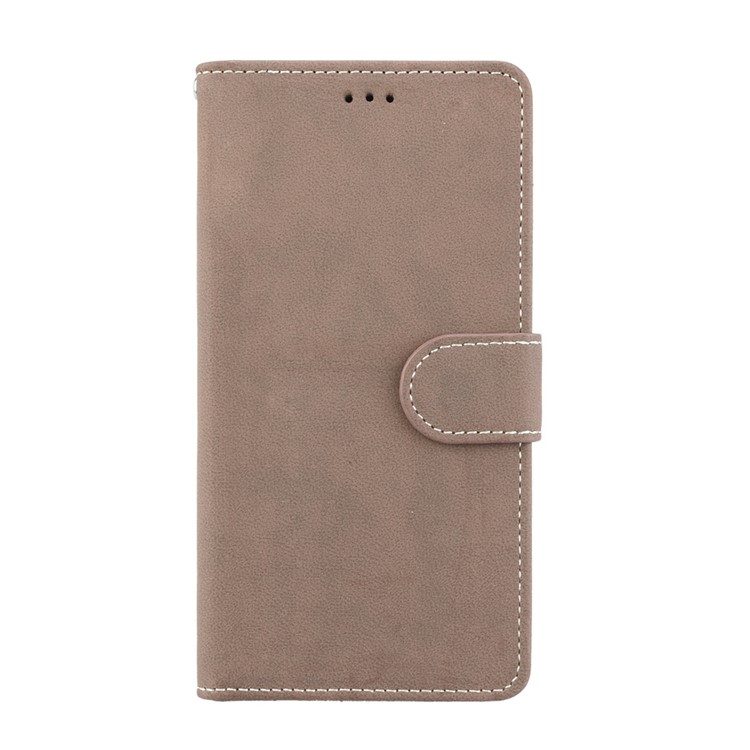 Matte Surface PU Leather 3 Card Slots Wallet Stand Phone Accessory Shell for Nokia 8 - Khaki-4