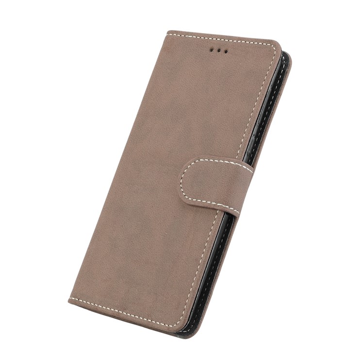 Matte Surface PU Leather 3 Card Slots Wallet Stand Phone Accessory Shell for Nokia 8 - Khaki-6