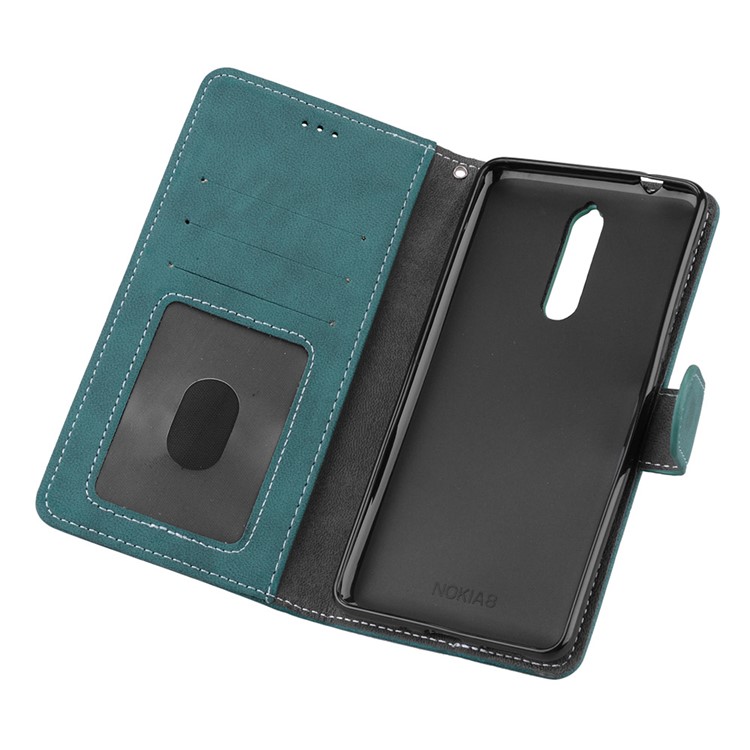 Matte Surface PU Leather 3 Card Slots Wallet Stand Mobile Phone Case for Nokia 8 - Blue-10