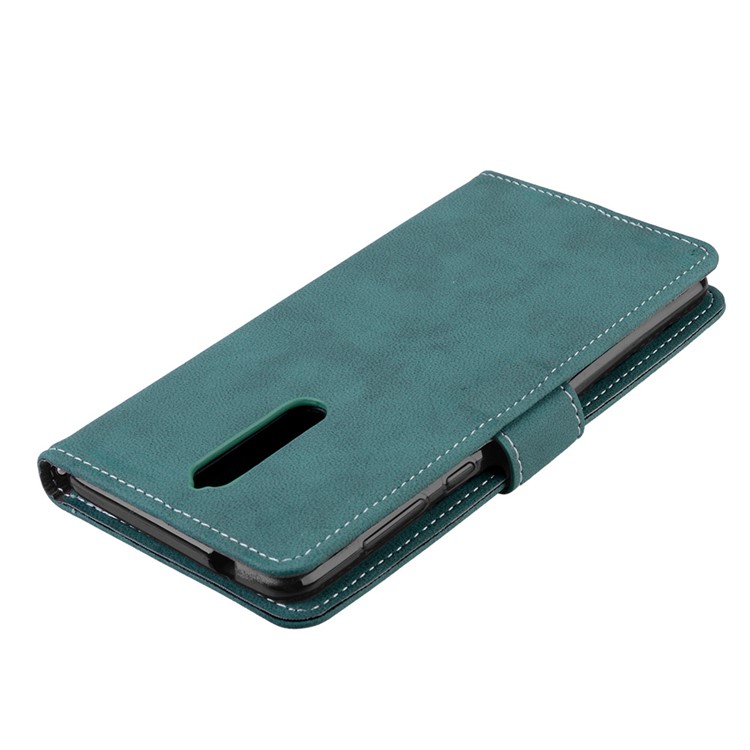 Matte Surface PU Leather 3 Card Slots Wallet Stand Mobile Phone Case for Nokia 8 - Blue-12