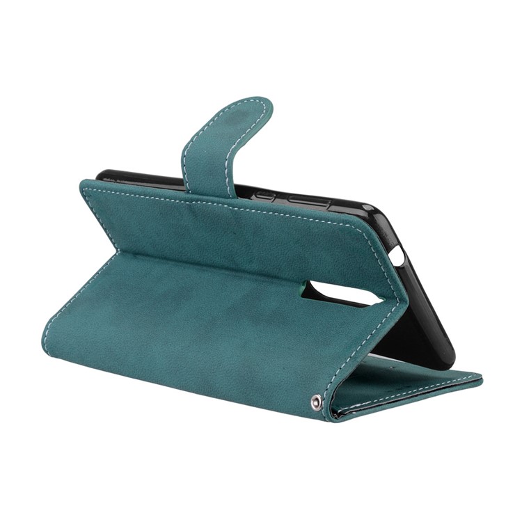 Matte Surface PU Leather 3 Card Slots Wallet Stand Mobile Phone Case for Nokia 8 - Blue-14