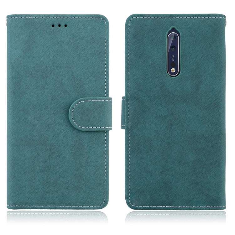 Matte Surface PU Leather 3 Card Slots Wallet Stand Mobile Phone Case for Nokia 8 - Blue-2