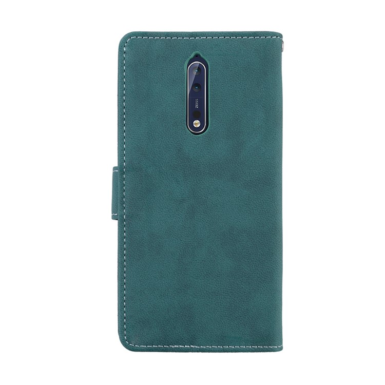 Matte Surface PU Leather 3 Card Slots Wallet Stand Mobile Phone Case for Nokia 8 - Blue-5