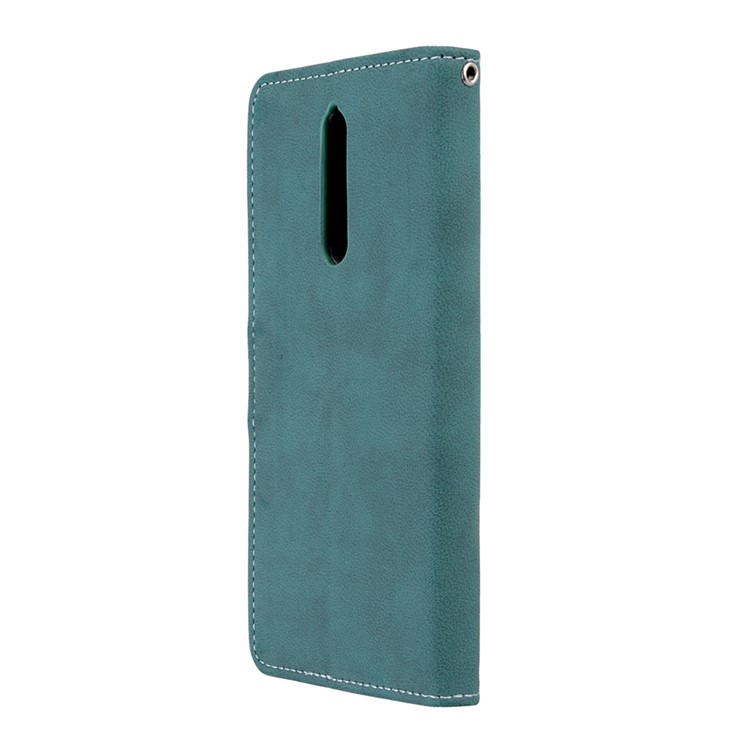 Matte Surface PU Leather 3 Card Slots Wallet Stand Mobile Phone Case for Nokia 8 - Blue-8