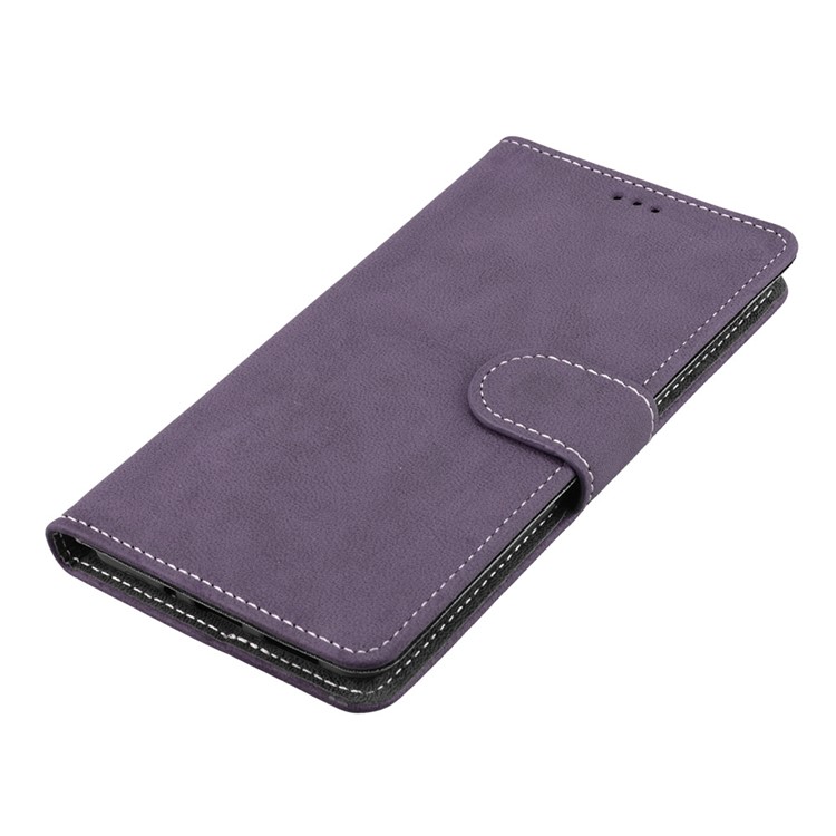 Matte Surface PU Leather 3 Card Slots Wallet Stand Mobile Phone Cover for Nokia 8 - Purple-11