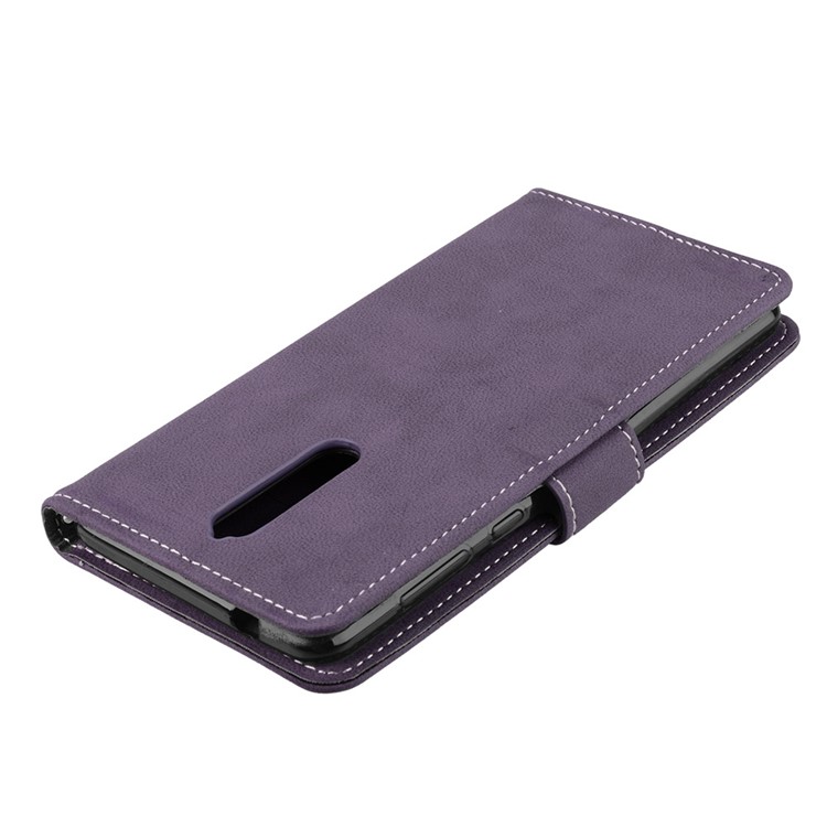 Matte Surface PU Leather 3 Card Slots Wallet Stand Mobile Phone Cover for Nokia 8 - Purple-12