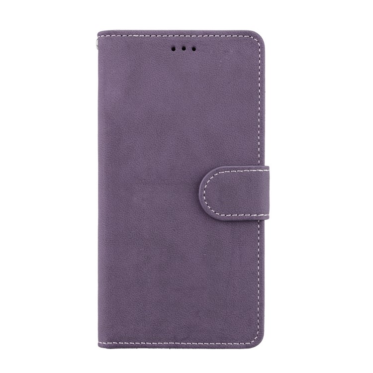 Matte Surface PU Leather 3 Card Slots Wallet Stand Mobile Phone Cover for Nokia 8 - Purple-4