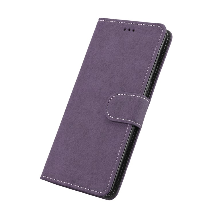 Matte Surface PU Leather 3 Card Slots Wallet Stand Mobile Phone Cover for Nokia 8 - Purple-6