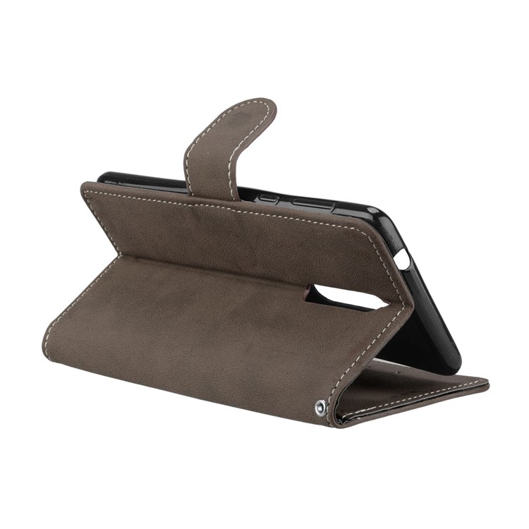 Matte Surface PU Leather 3 Card Slots Wallet Stand Mobile Phone Casing for Nokia 8 - Brown-14