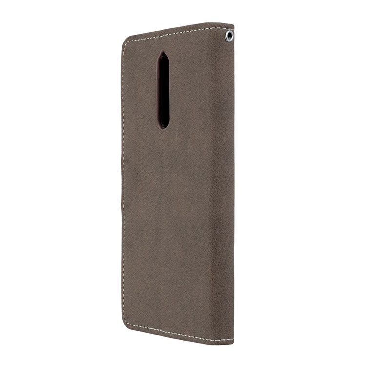 Matte Surface PU Leather 3 Card Slots Wallet Stand Mobile Phone Casing for Nokia 8 - Brown-8