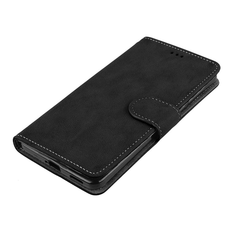 Matte Surface PU Leather 3 Card Slots Wallet Stand Phone Accessory Case for Nokia 6 - Black-11
