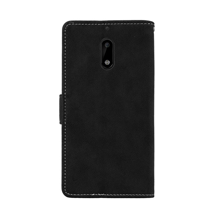 Matte Surface PU Leather 3 Card Slots Wallet Stand Phone Accessory Case for Nokia 6 - Black-5
