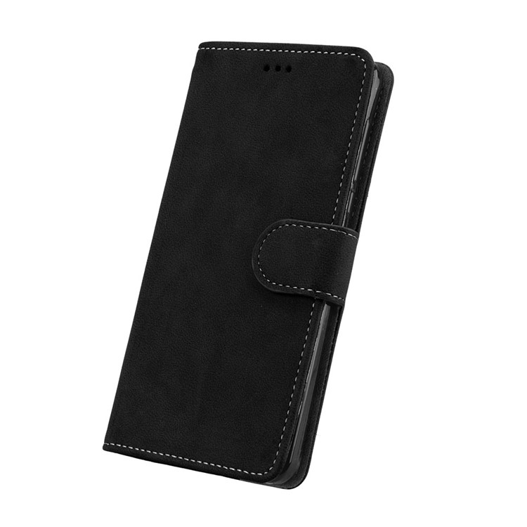 Matte Surface PU Leather 3 Card Slots Wallet Stand Phone Accessory Case for Nokia 6 - Black-6