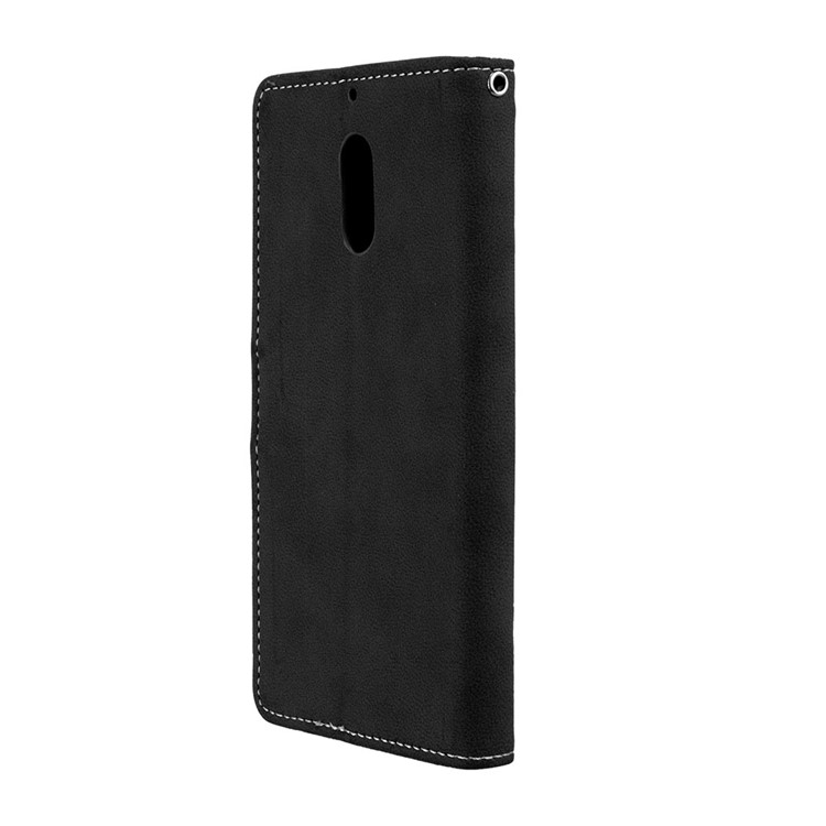 Matte Surface PU Leather 3 Card Slots Wallet Stand Phone Accessory Case for Nokia 6 - Black-8