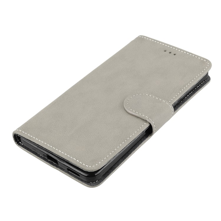 Matte Surface PU Leather 3 Card Slots Wallet Stand Phone Accessory Casing for Nokia 6 - Grey-11