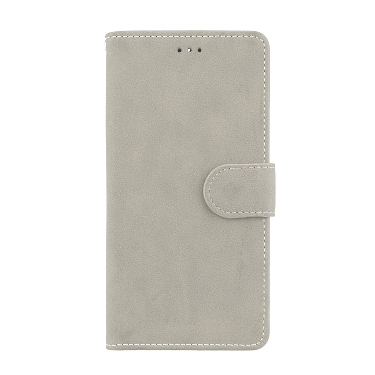Matte Surface PU Leather 3 Card Slots Wallet Stand Phone Accessory Casing for Nokia 6 - Grey-4