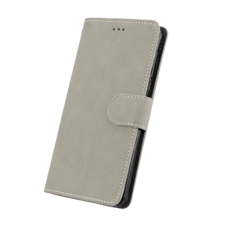 Matte Surface PU Leather 3 Card Slots Wallet Stand Phone Accessory Casing for Nokia 6 - Grey-6