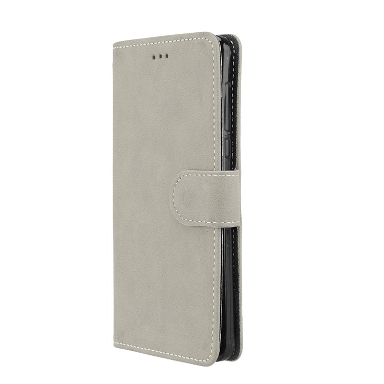 Matte Surface PU Leather 3 Card Slots Wallet Stand Phone Accessory Casing for Nokia 6 - Grey-7