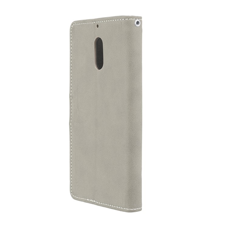 Matte Surface PU Leather 3 Card Slots Wallet Stand Phone Accessory Casing for Nokia 6 - Grey-8