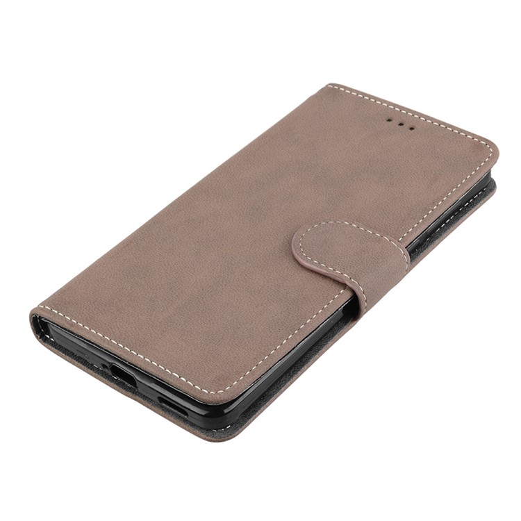 Matte Surface PU Leather 3 Card Slots Wallet Stand Phone Accessory Shell for Nokia 6 - Khaki-11