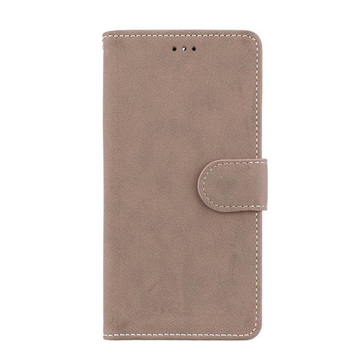 Matte Surface PU Leather 3 Card Slots Wallet Stand Phone Accessory Shell for Nokia 6 - Khaki-4