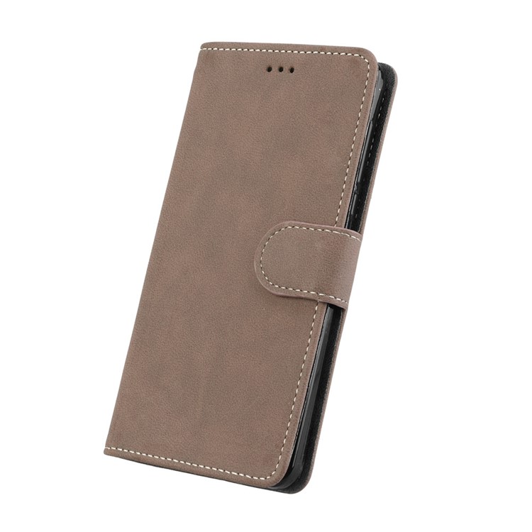 Matte Surface PU Leather 3 Card Slots Wallet Stand Phone Accessory Shell for Nokia 6 - Khaki-6