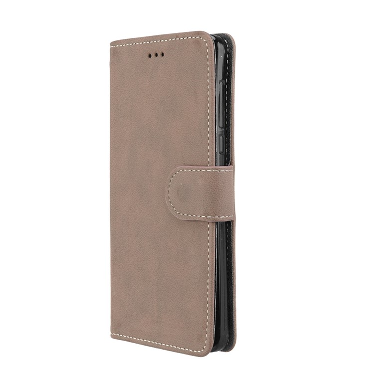 Matte Surface PU Leather 3 Card Slots Wallet Stand Phone Accessory Shell for Nokia 6 - Khaki-7