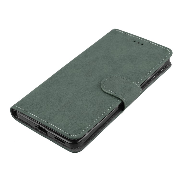 Matte Surface PU Leather 3 Card Slots Wallet Stand Phone Protection Case for Nokia 6 - Green-11