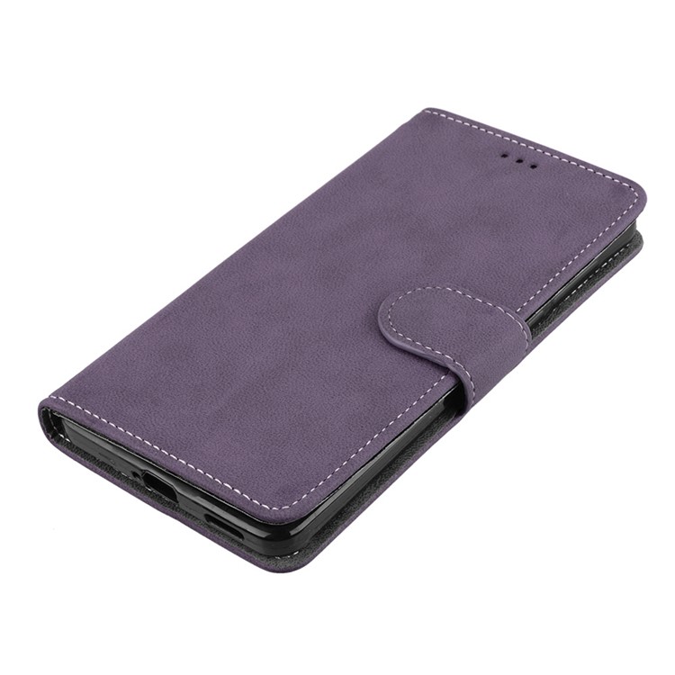 Matte Surface PU Leather 3 Card Slots Wallet Stand Phone Casing Cover for Nokia 6 - Purple-11