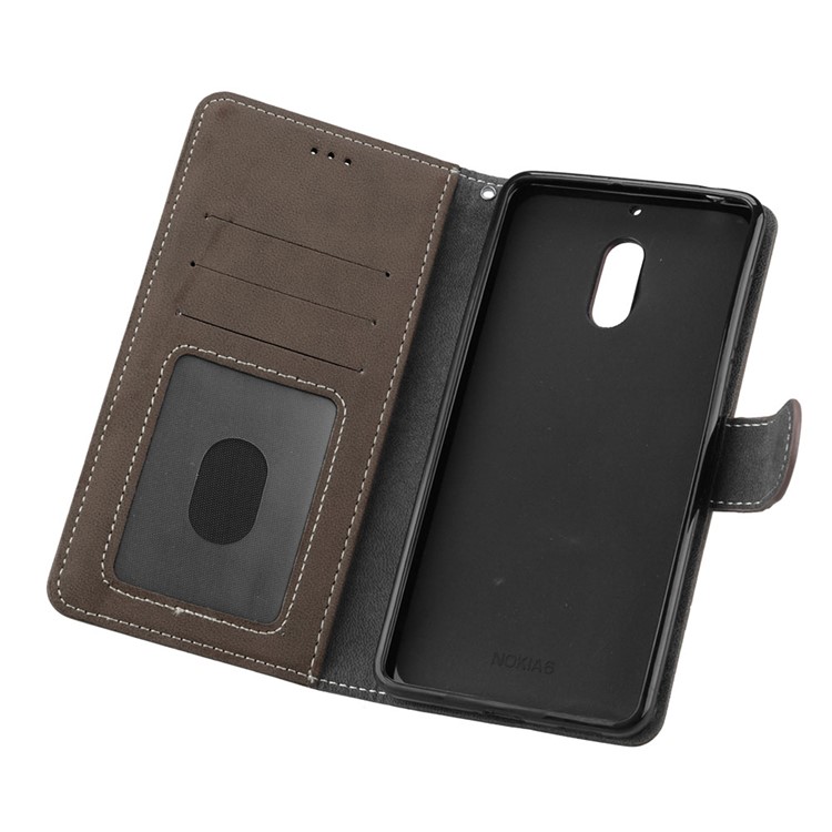 Matte Surface PU Leather 3 Card Slots Wallet Stand Mobile Phone Case for Nokia 6 - Brown-10
