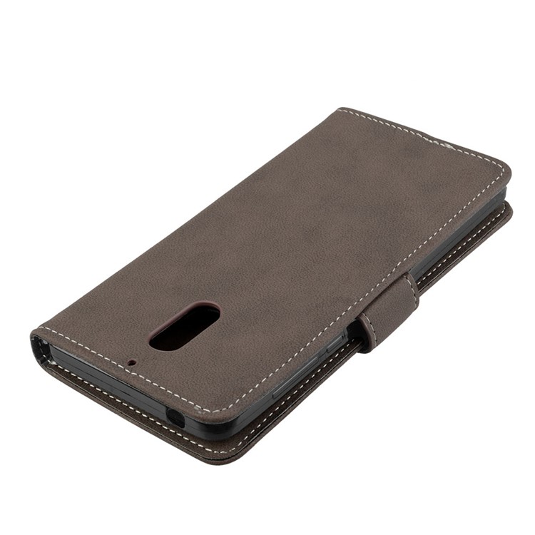 Matte Surface PU Leather 3 Card Slots Wallet Stand Mobile Phone Case for Nokia 6 - Brown-12