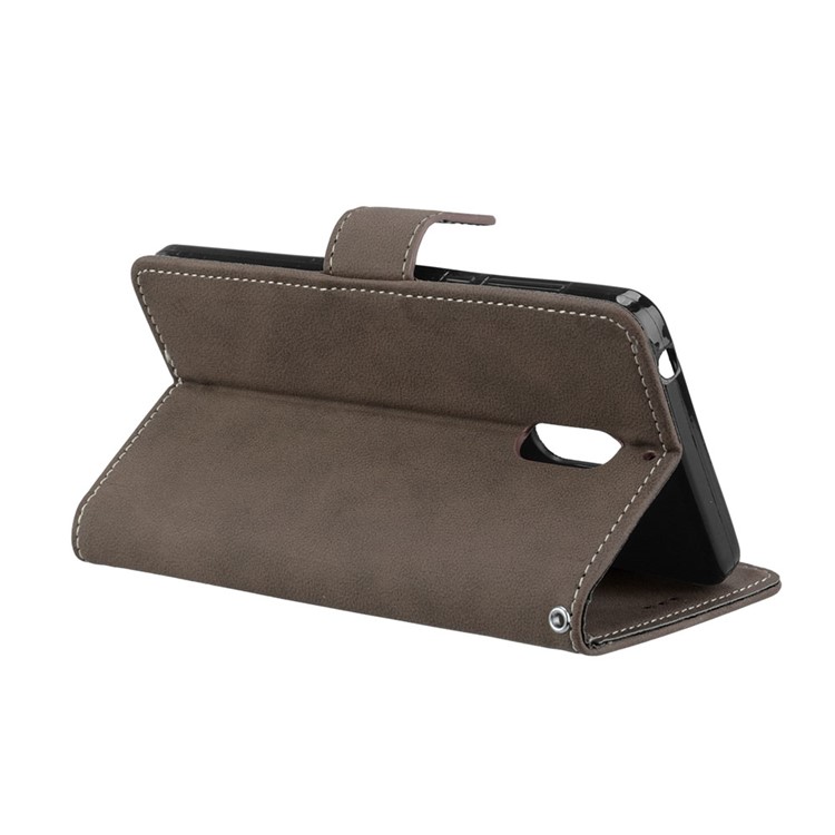 Matte Surface PU Leather 3 Card Slots Wallet Stand Mobile Phone Case for Nokia 6 - Brown-14