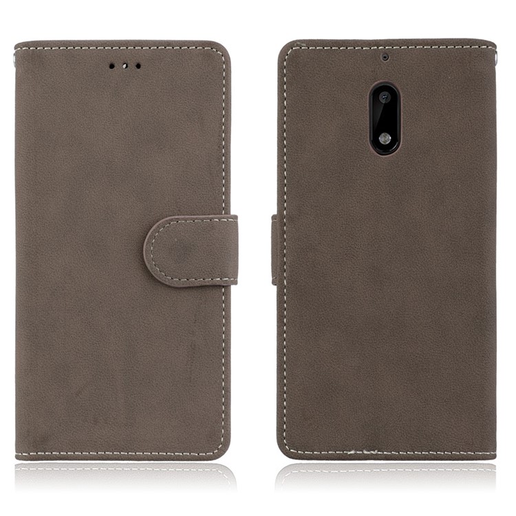 Matte Surface PU Leather 3 Card Slots Wallet Stand Mobile Phone Case for Nokia 6 - Brown-2