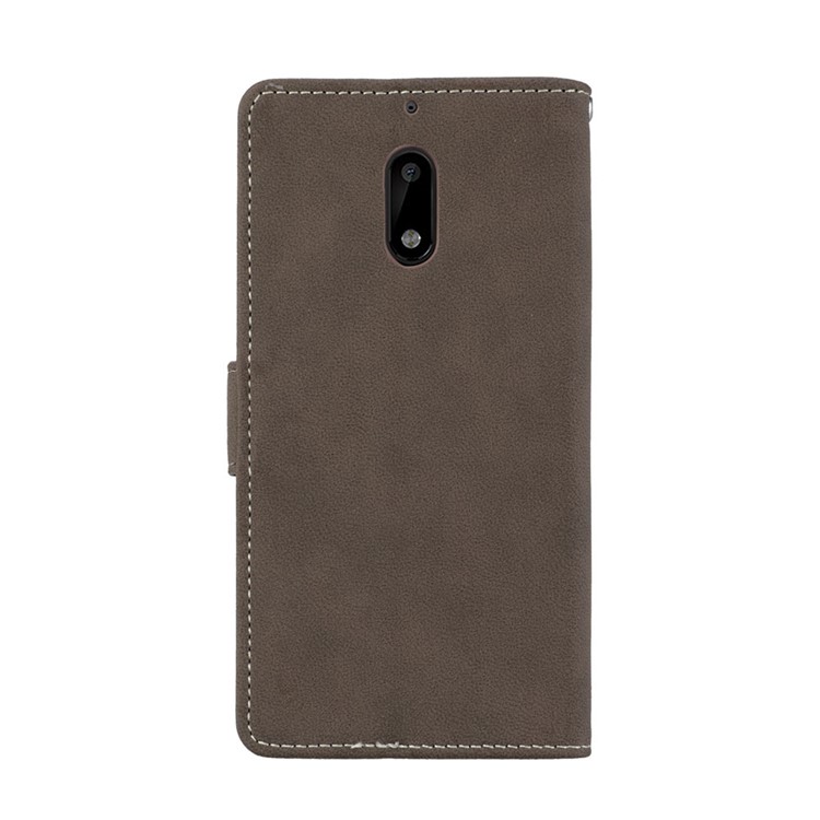 Matte Surface PU Leather 3 Card Slots Wallet Stand Mobile Phone Case for Nokia 6 - Brown-5