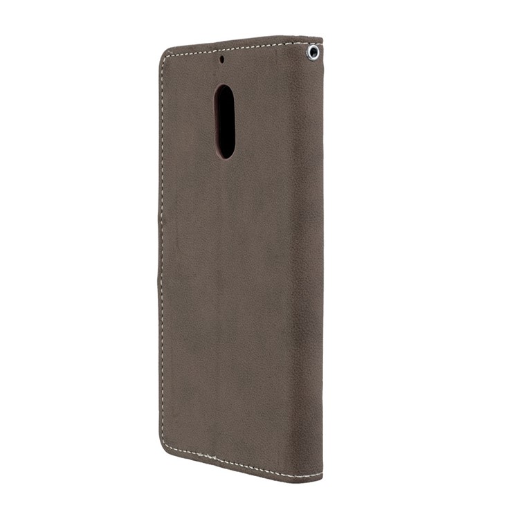 Matte Surface PU Leather 3 Card Slots Wallet Stand Mobile Phone Case for Nokia 6 - Brown-8