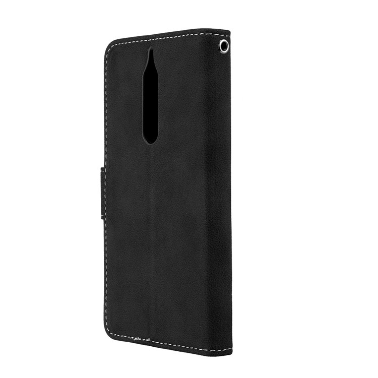 Matte Surface PU Leather 3 Card Slots Wallet Stand Cellphone Case for Nokia 5 - Black-8