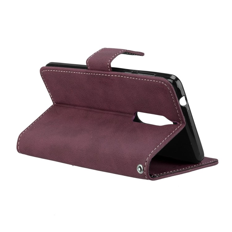 Matte Surface PU Leather 3 Card Slots Wallet Stand Cellphone Casing for Nokia 5 - Wine Red-14