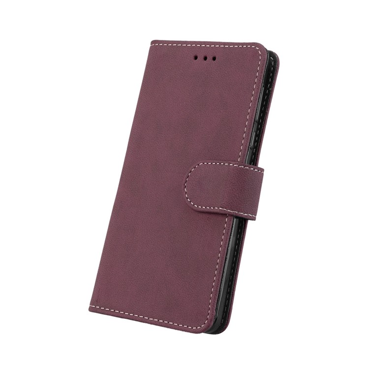 Matte Surface PU Leather 3 Card Slots Wallet Stand Cellphone Casing for Nokia 5 - Wine Red-6