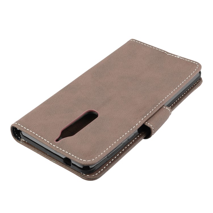Matte Surface PU Leather 3 Card Slots Wallet Stand Cellphone Shell for Nokia 5 - Khaki-12