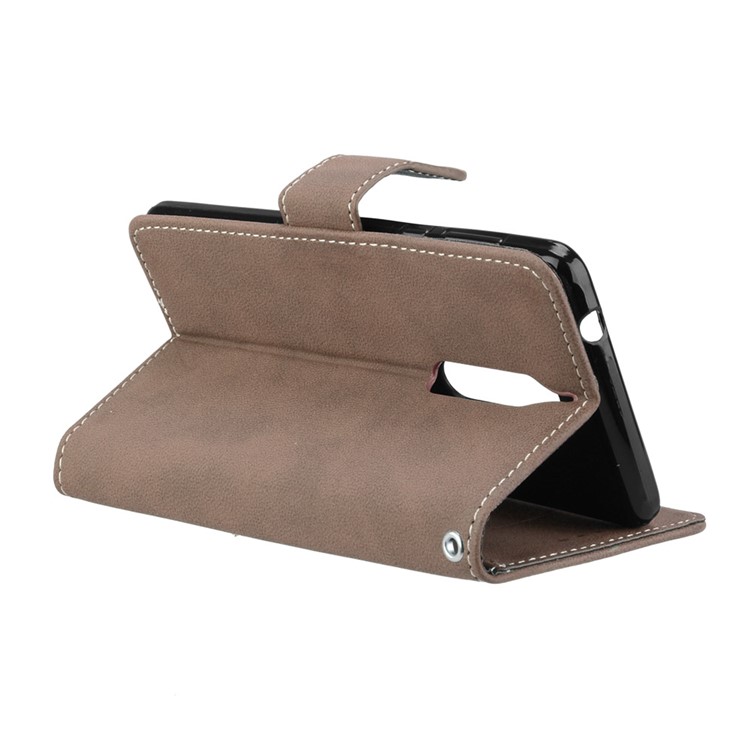 Matte Surface PU Leather 3 Card Slots Wallet Stand Cellphone Shell for Nokia 5 - Khaki-14