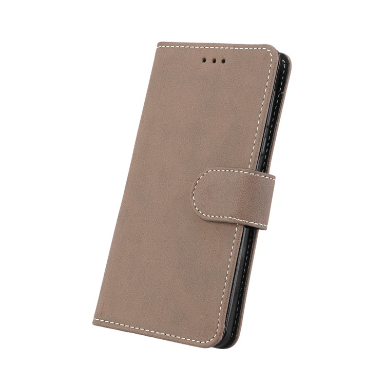 Matte Surface PU Leather 3 Card Slots Wallet Stand Cellphone Shell for Nokia 5 - Khaki-6