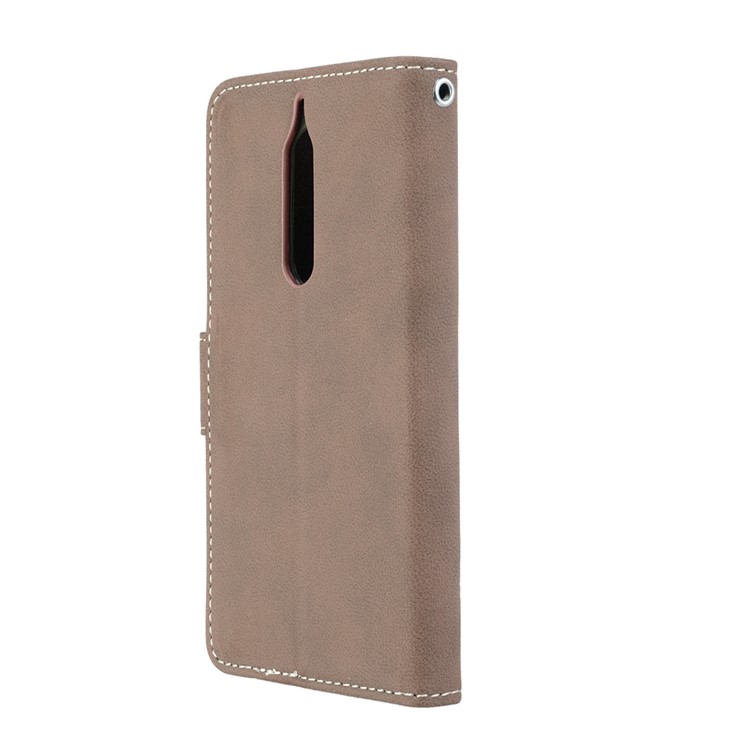 Matte Surface PU Leather 3 Card Slots Wallet Stand Cellphone Shell for Nokia 5 - Khaki-8