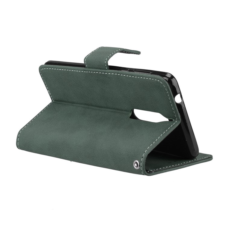 Matte Surface PU Leather 3 Card Slots Wallet Stand Phone Casing for Nokia 5 - Green-14