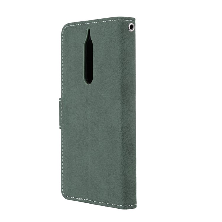 Matte Surface PU Leather 3 Card Slots Wallet Stand Phone Casing for Nokia 5 - Green-8