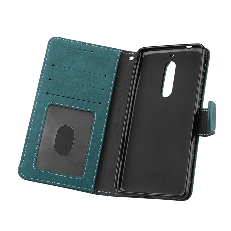 Matte Surface PU Leather 3 Card Slots Wallet Stand Phone Cover for Nokia 5 - Blue-10